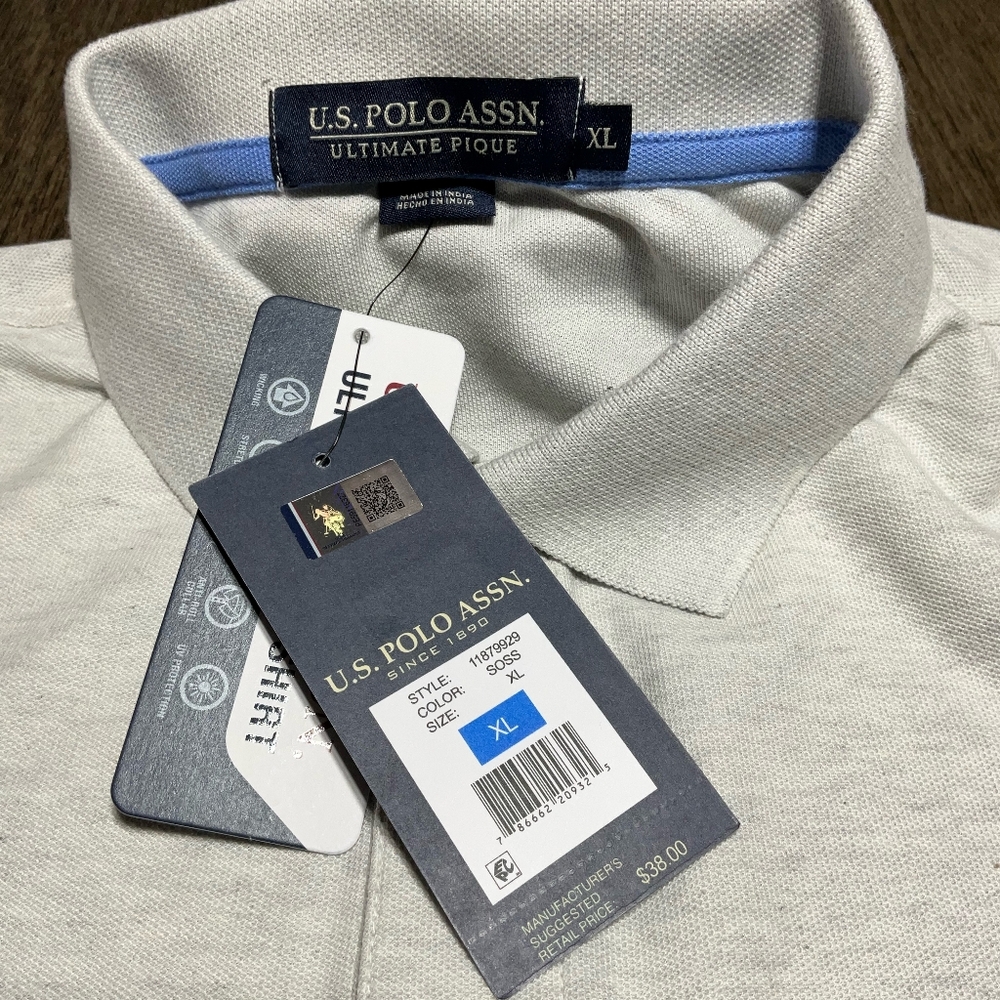 New U.S. Polo Assn. Ultimate Pique Polo Shirt Mens's Gray Short Sleeve - Picture 7 of 9
